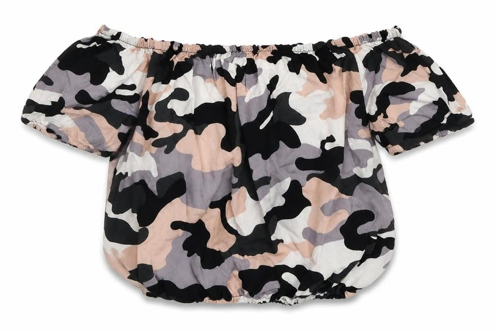 Front view of New Look girls’ multicoloured camouflage basic blouse, size 10, years