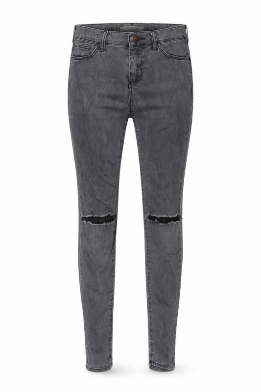 Front view of Topshop women’s grey denim skinny jeans, size UK 26, 26-inch leg