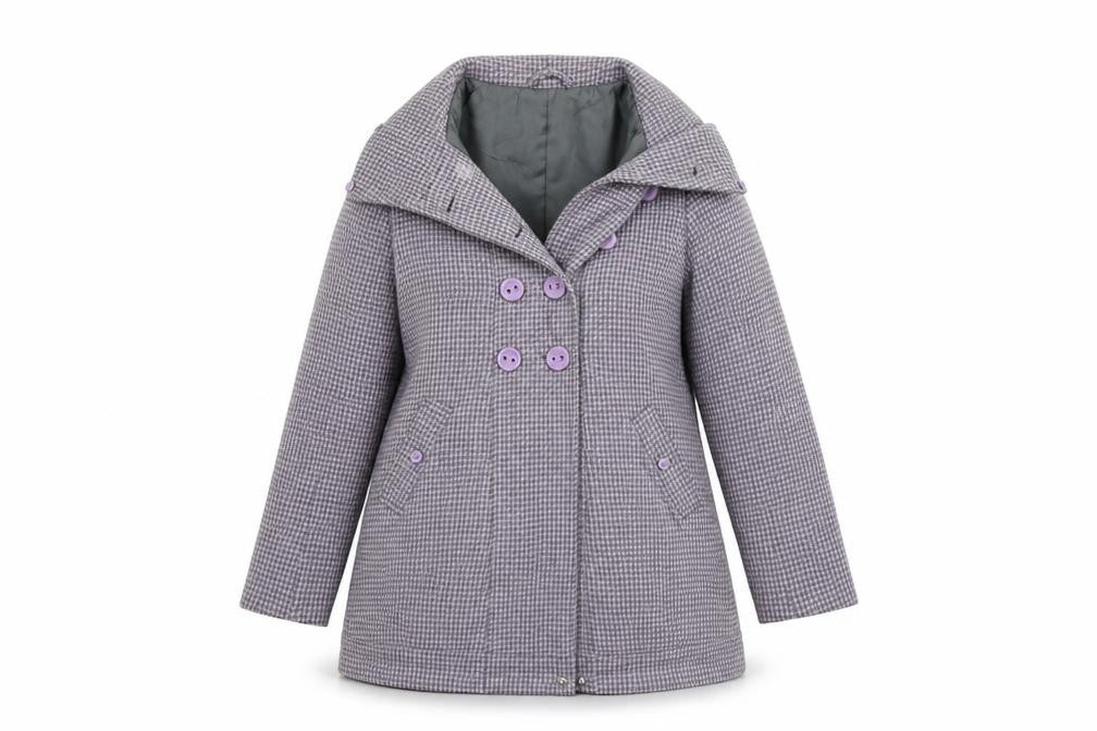 Chillian Womens Purple Houndstooth  Overcoat Coat Size M