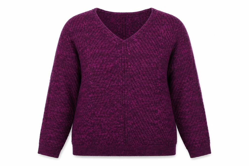 Front view of Bonmarché women’s purple knit jumper, size M