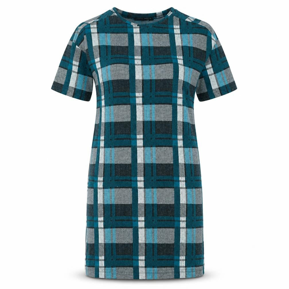 Select Womens Green Check  T-Shirt Dress  Size 6