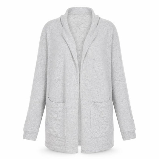 Front view of F&F girls’ grey shrug jumper, size 7-8, years