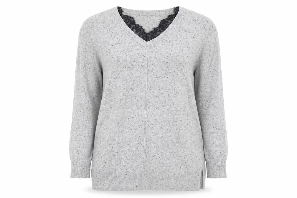 Front view of Topshop women’s grey jumper, size UK 10