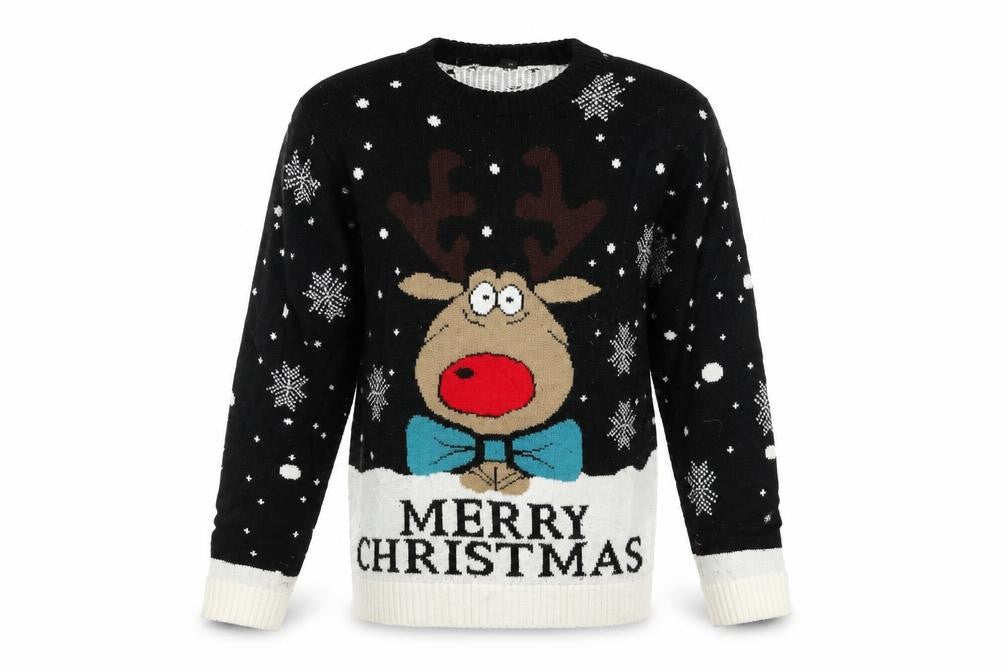 Preworn Mens Black  Knit Pullover Jumper Size S  - Christmas  Jumper
