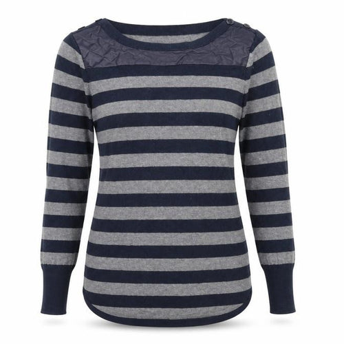 Oasis Womens Grey Striped  Basic T-Shirt Size S