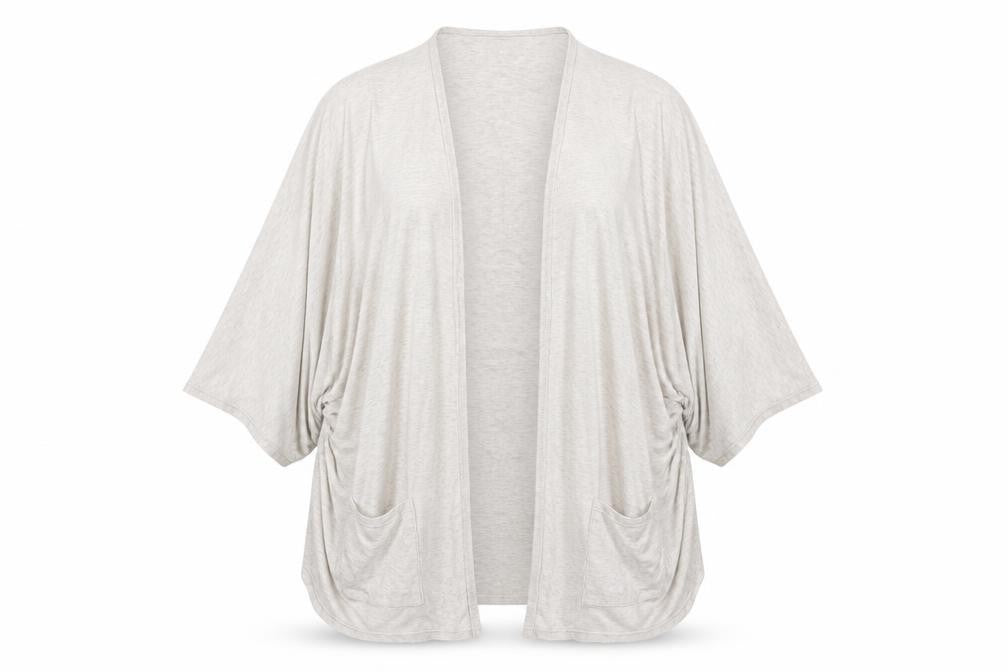 Front view of Marks & Spencer women’s ivory wrap jumper, size UK 18