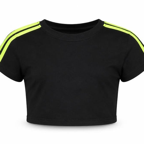 she in Girls Black   Cropped T-Shirt Size 7 Years