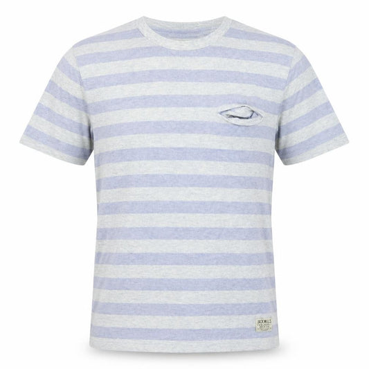 Front view of Jack Wills men’s purple striped t-shirt, size M