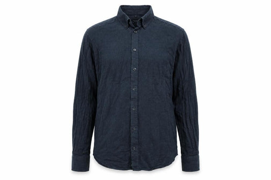 Front view of Gino Marcello men’s blue dress shirt, size S
