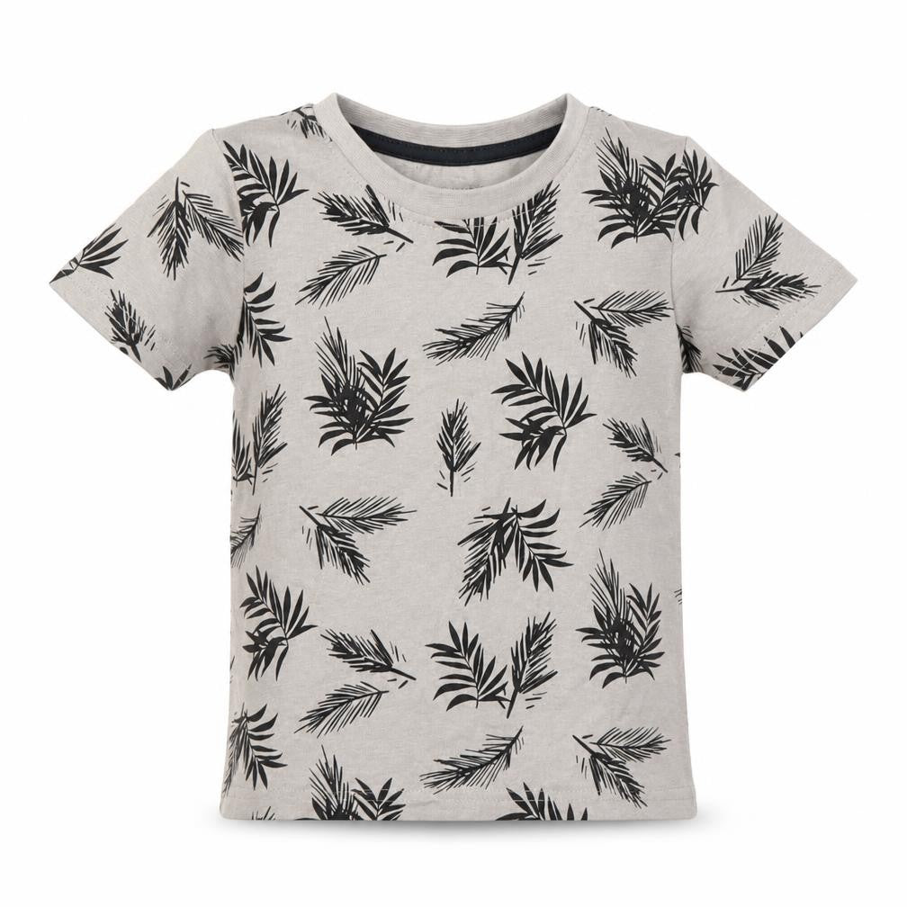 Front view of Primark boys’ grey floral basic t-shirt, size 2, years