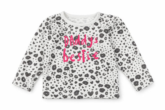 Front view of George girls’ white animal print basic t-shirt, size 3-6, months