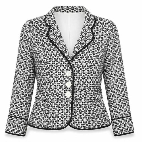 Edward Womens White Floral  Jacket Blazer Size 8