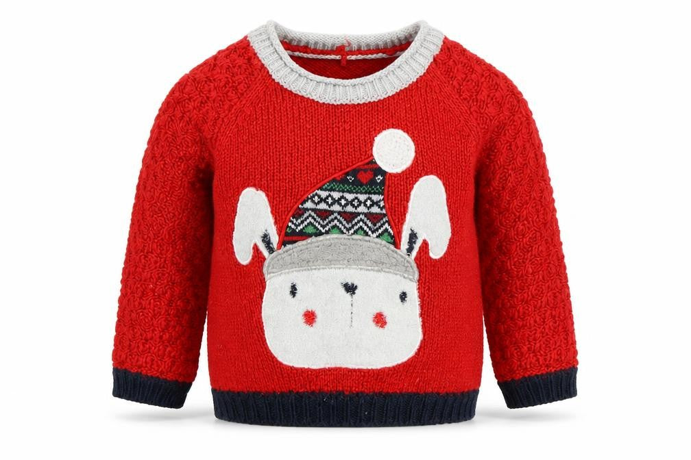 George Boys Red   Pullover Jumper Size 9-12 Months  - christmas