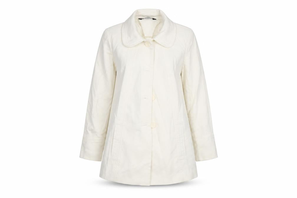 BM Collection Womens Ivory   Overcoat Coat Size 12