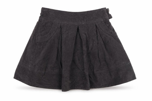 Front view of Zara girls’ grey corduroy flare skirt, size 9-10, years