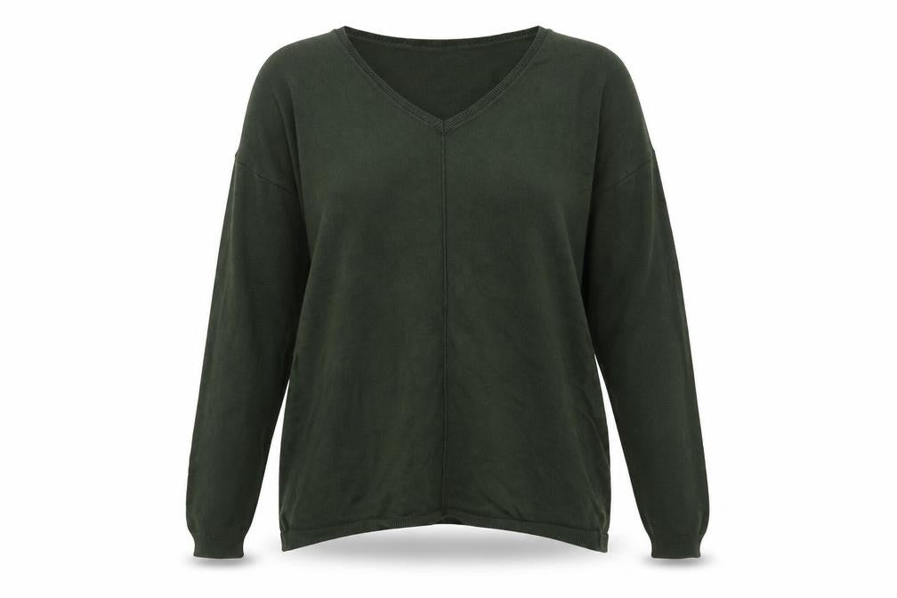 Front view of Atmosphere women’s green knit jumper, size UK 10