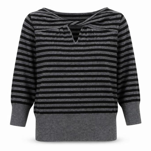 Debenhams Womens Grey Striped Knit Pullover Jumper Size 12