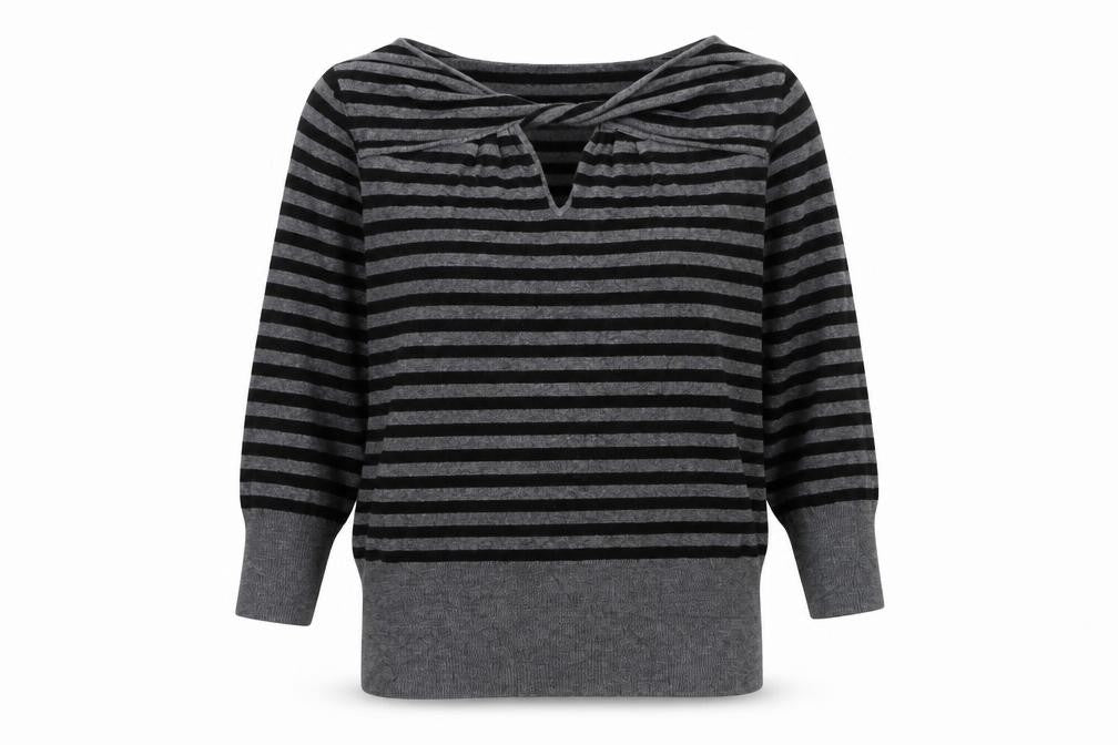 Debenhams Womens Grey Striped Knit Pullover Jumper Size 12
