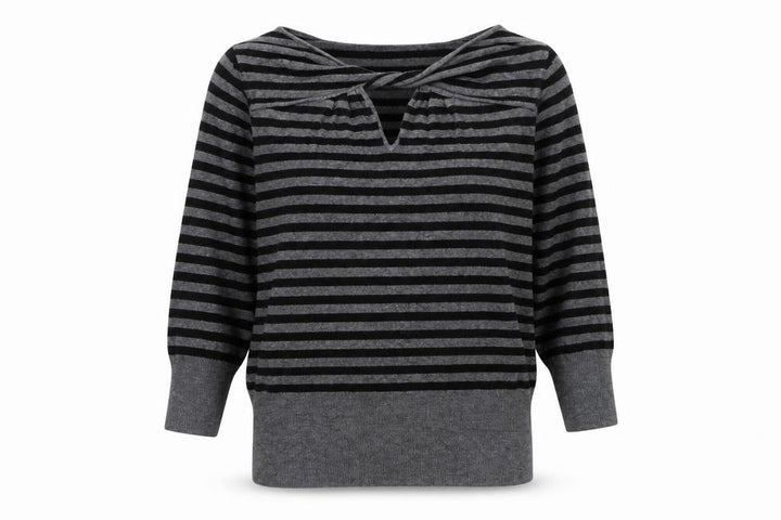 Debenhams Womens Grey Striped Knit Pullover Jumper Size 12