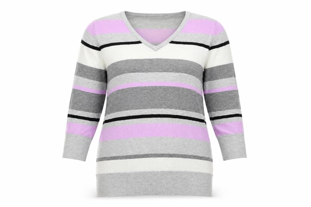 GREY Womens Green Striped Knit Tunic Jumper Size 14