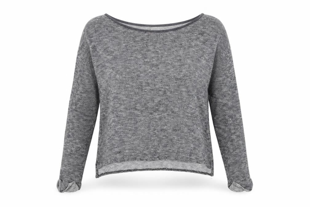 Front view of H&M women’s grey knit jumper, size UK 10