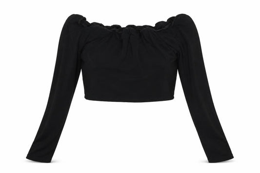Front view of PRETTYLITTLETHING women’s black basic blouse, size UK 12