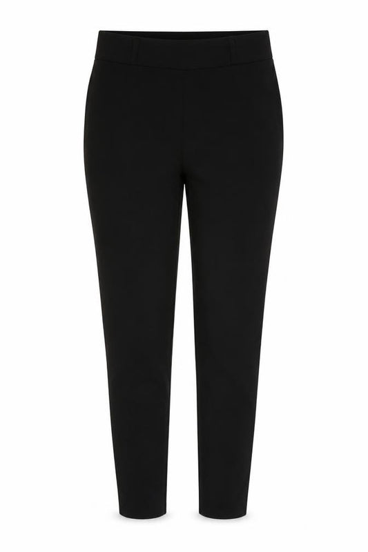 Front view of PRETTYLITTLETHING women’s black jegging trousers, size UK 12, 24-inch leg