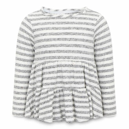 F&F Girls Grey Striped  Basic T-Shirt Size 6-7 Years