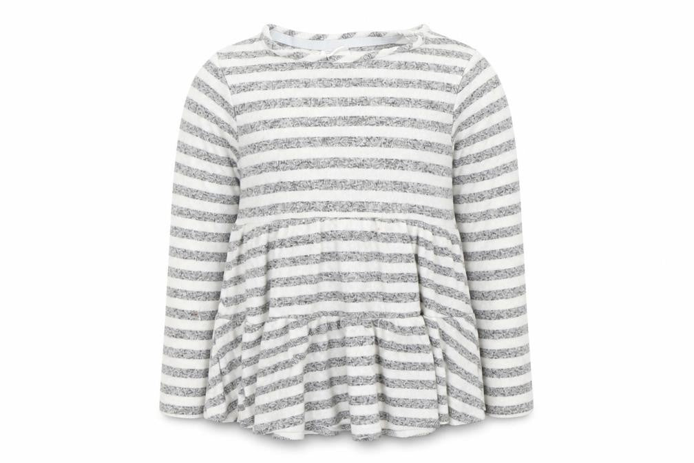 F&F Girls Grey Striped  Basic T-Shirt Size 6-7 Years