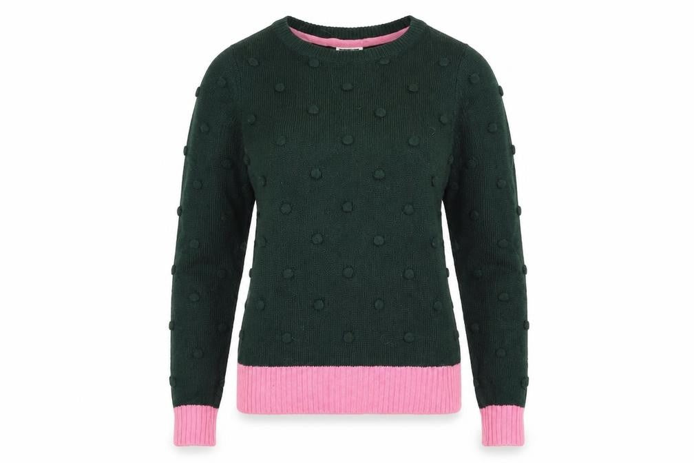 Front view of Noisy May women’s green knit jumper, size M