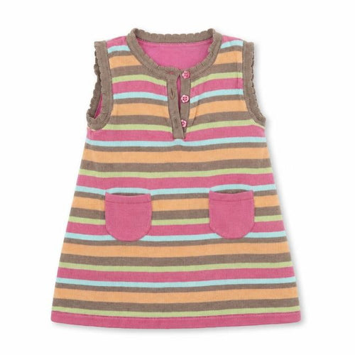 Mini moda Girls Multicoloured Striped Knit Jumper Dress  Size 6-9 Months