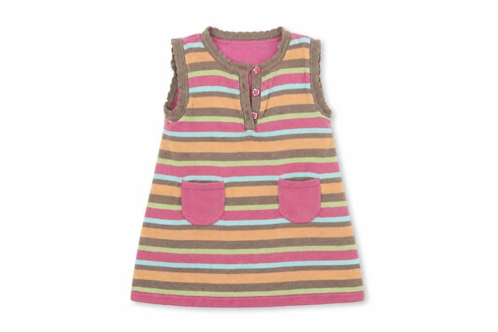 Mini moda Girls Multicoloured Striped Knit Jumper Dress  Size 6-9 Months