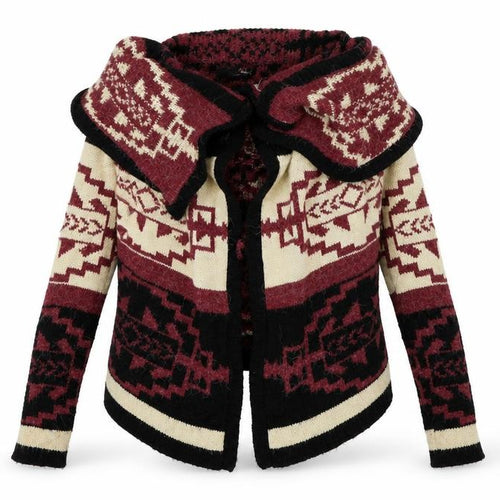 Miso Womens Red Geometric  Cardigan Jumper Size 6
