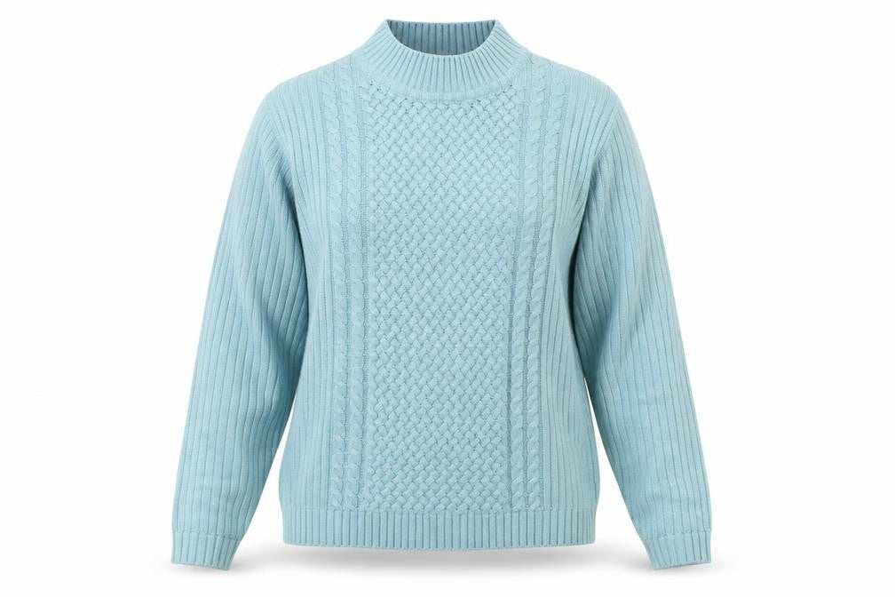 Front view of isle women’s blue jumper, size M