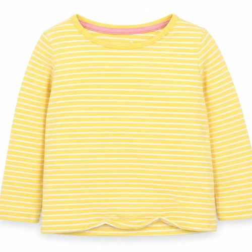 Fred & flo Girls Yellow Striped  Basic T-Shirt Size 6-9 Months