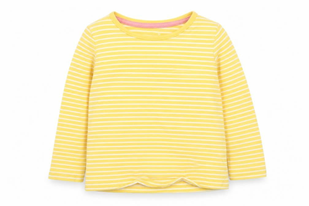 Fred & flo Girls Yellow Striped  Basic T-Shirt Size 6-9 Months