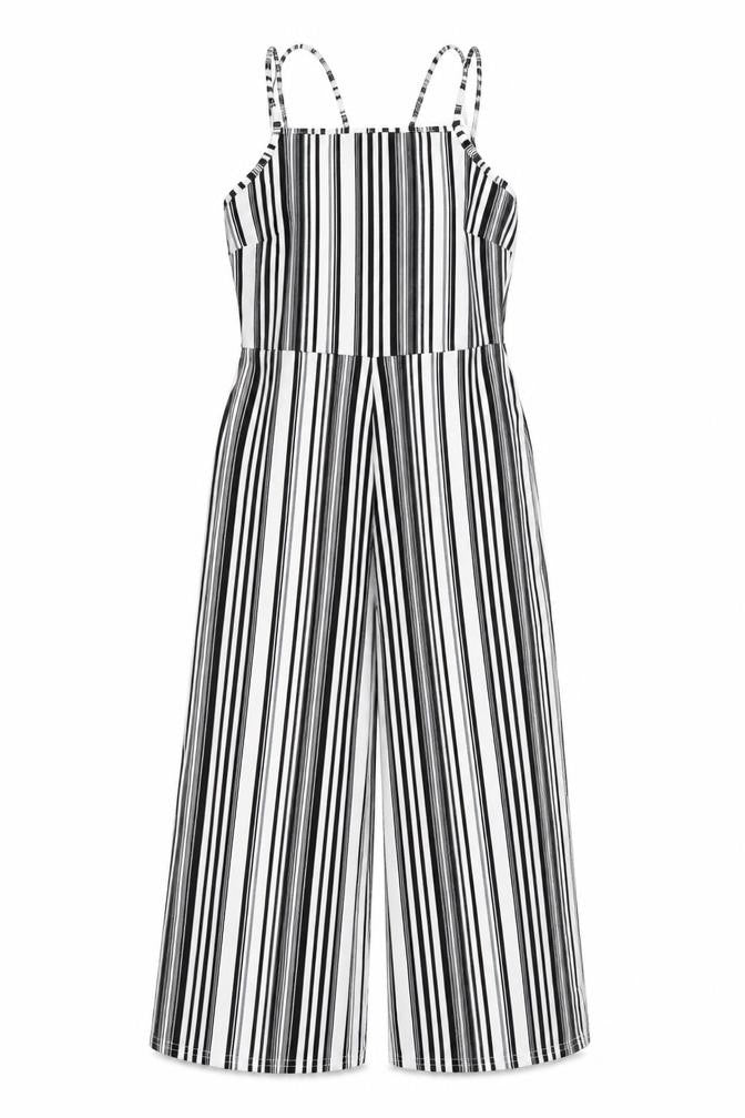 Select Womens White Striped  Jumpsuit One-Piece Size 8 L17 in