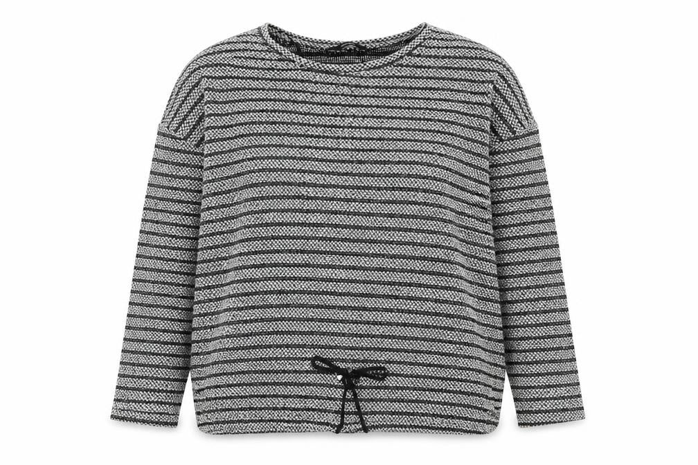 Front view of George women’s grey striped jumper, size UK 16