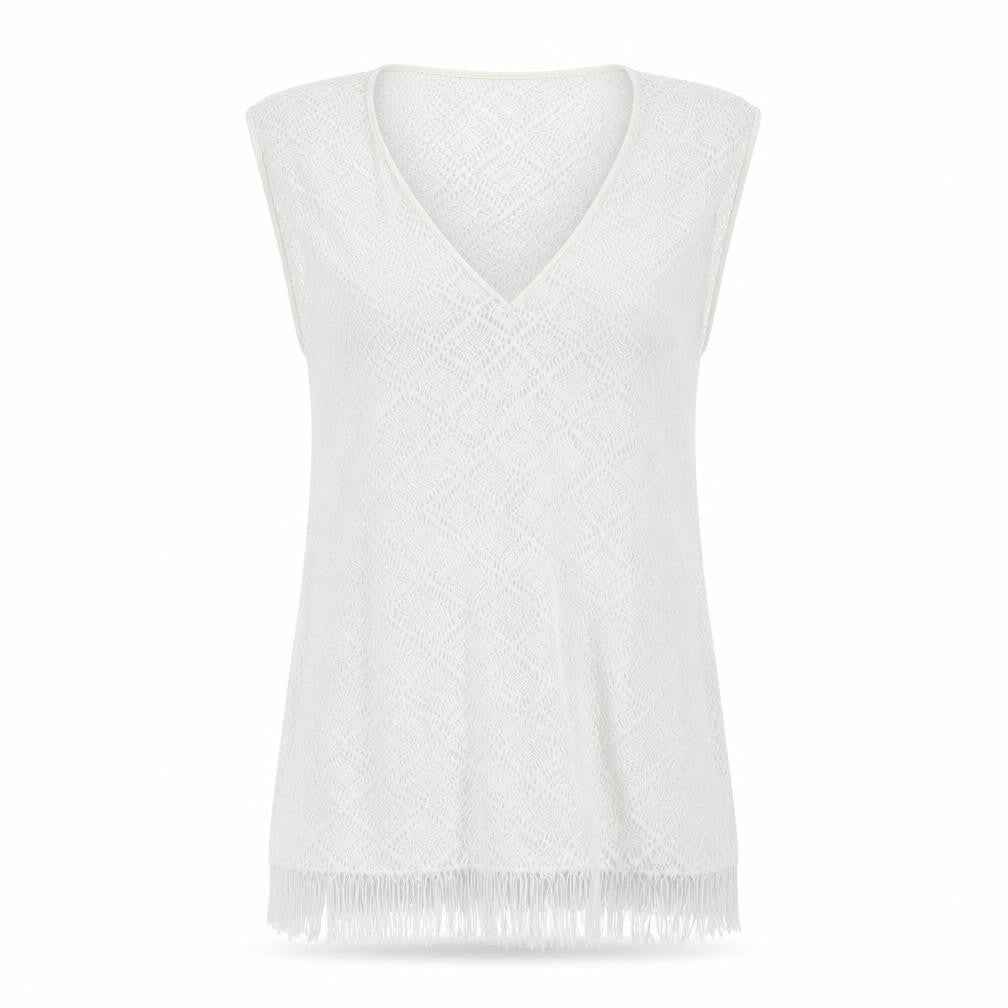 boutique Womens White  Knit Basic T-Shirt Size S