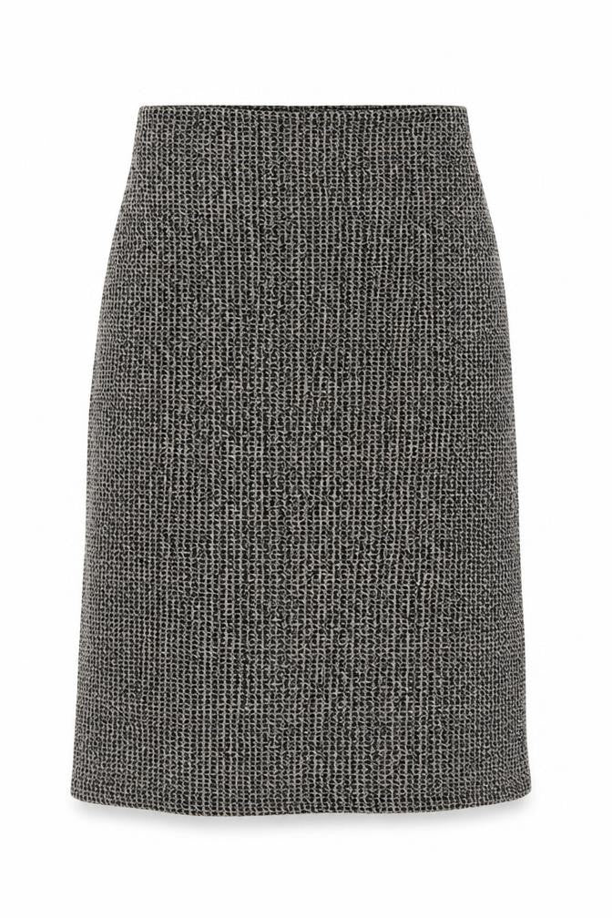 Front view of AMARANTO women’s brown a-line skirt, size UK 10