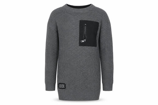 Front view of Pep&Co girls’ grey jumper dress, size 7, years