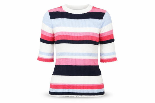 Front view of Marks & Spencer women’s multicoloured striped jumper, size M