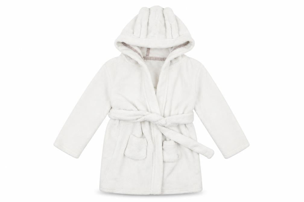 Front view of Preworn girls’ white top robe, size 2, years