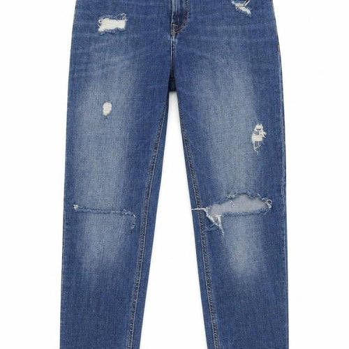 H&M Womens Blue  Denim Tapered Jeans Size M L28 in