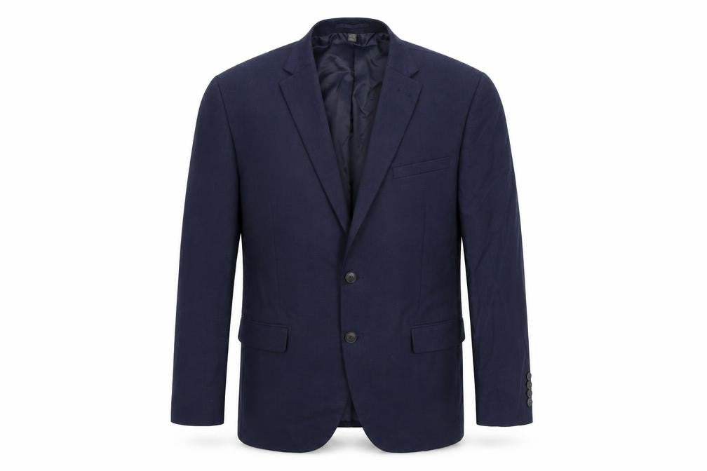 Front view of Marks & Spencer men’s blue jacket blazer, size 42