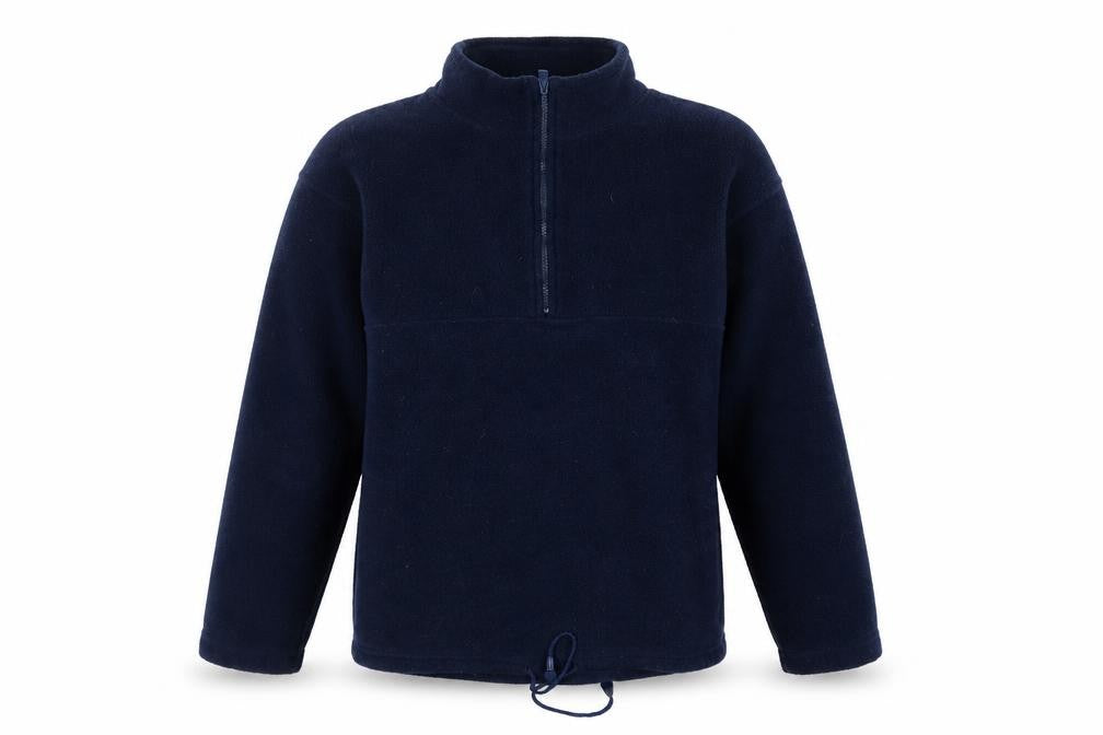 Front view of Active men’s blue fleece pullover sweatshirt, size S