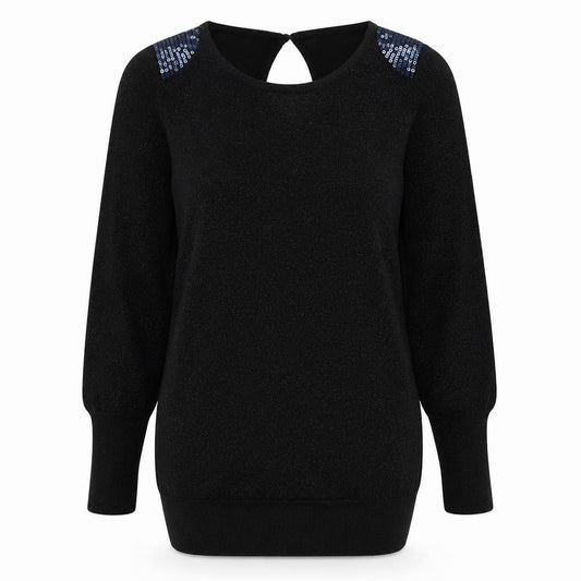 Front view of F&F women’s black jumper, size UK 10