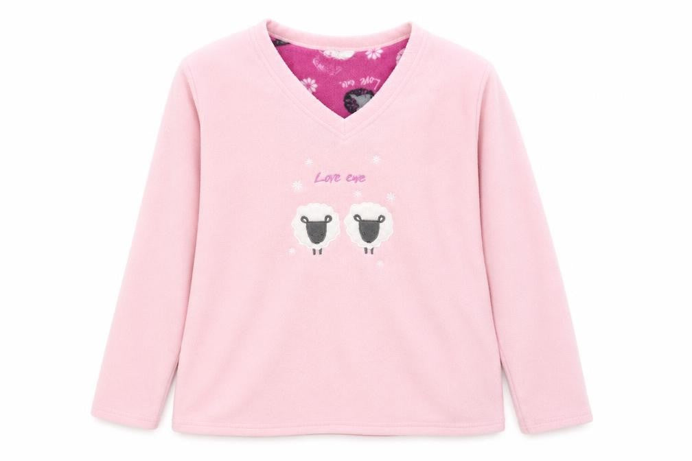 Front view of Love To Lounge women’s pink solid top pyjama top, size S