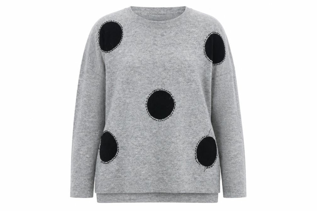 Caroline Morgan Womens Grey Polka Dot  Pullover Jumper Size 8