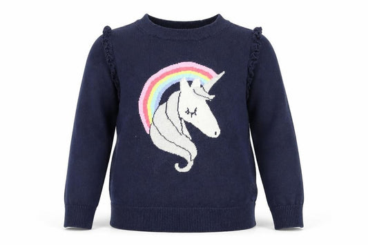 Front view of Gap girls’ blue fair isle jumper, size 5, years